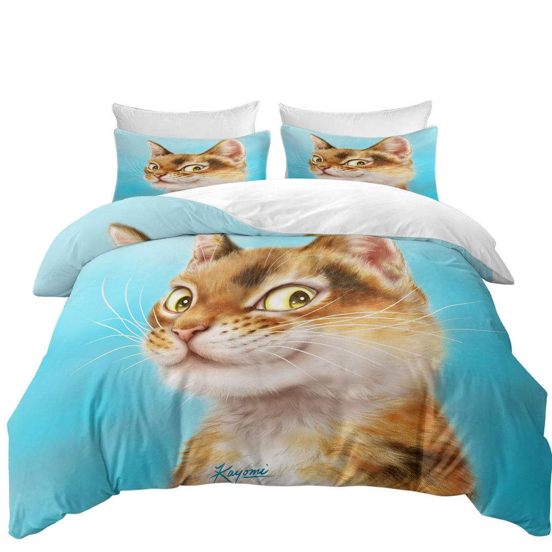 Cool Cats Drawings Flirtatious Ginger Kitty Duvet Cover Queen