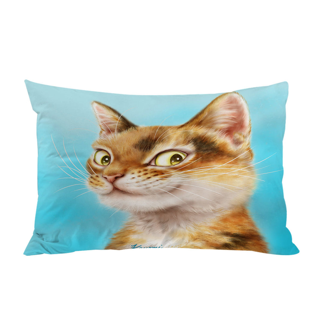 Cool Cats Drawings Flirtatious Ginger Kitty Pillow Cases