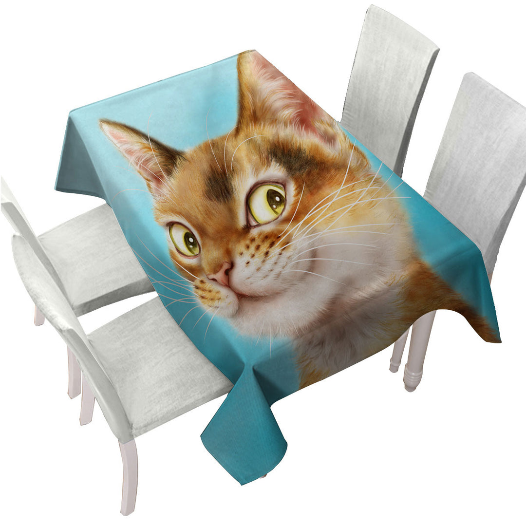 Cool Cats Drawings Flirtatious Ginger Kitty Tablecloths