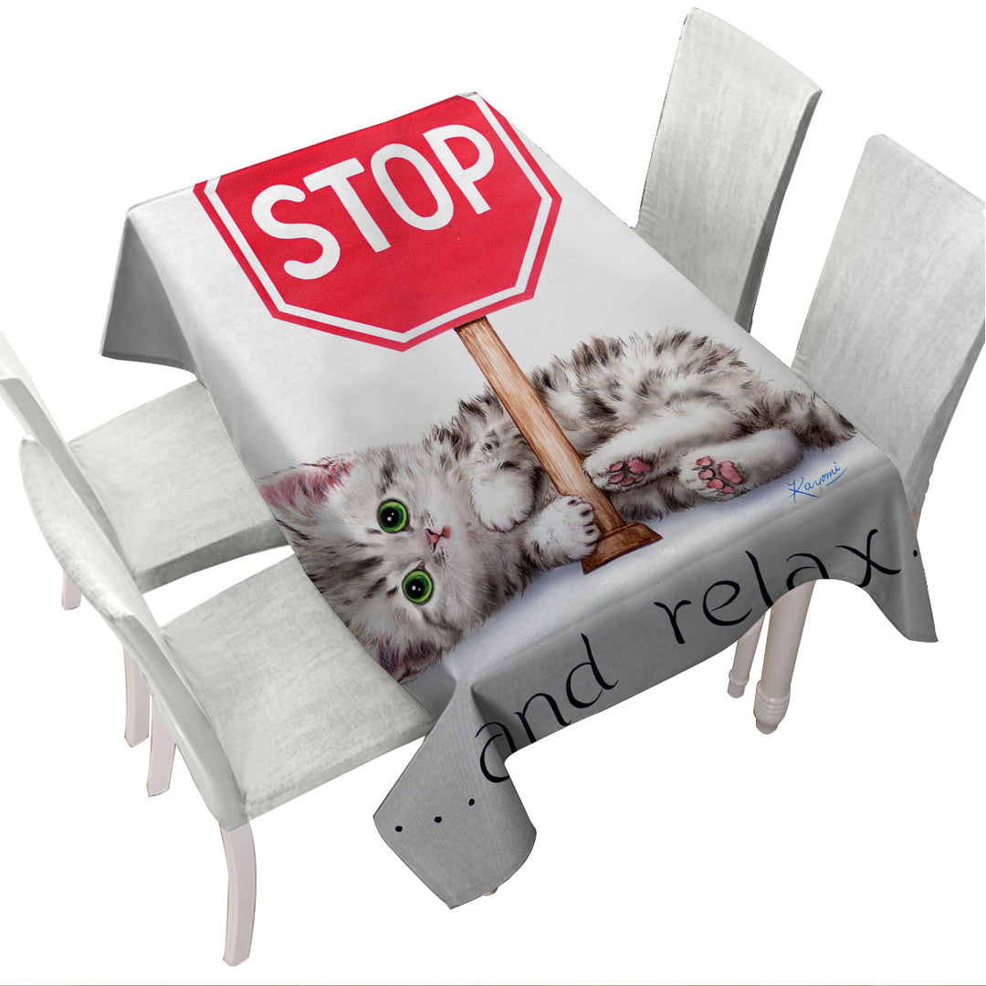 Cool Cats Encouraging Quote Cute Kitten Tablecloth