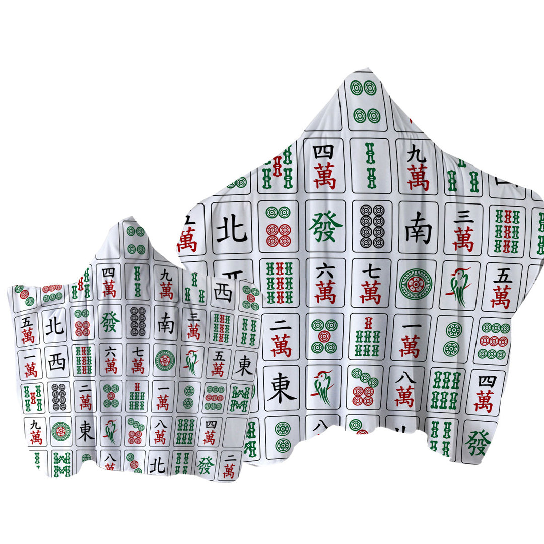 Cool Chinese Mahjong Tiles Hooded Beach Towel