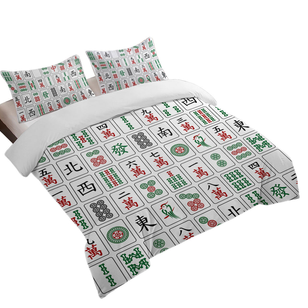 Cool Chinese Mahjong Tiles Queen Size Duvet Cover