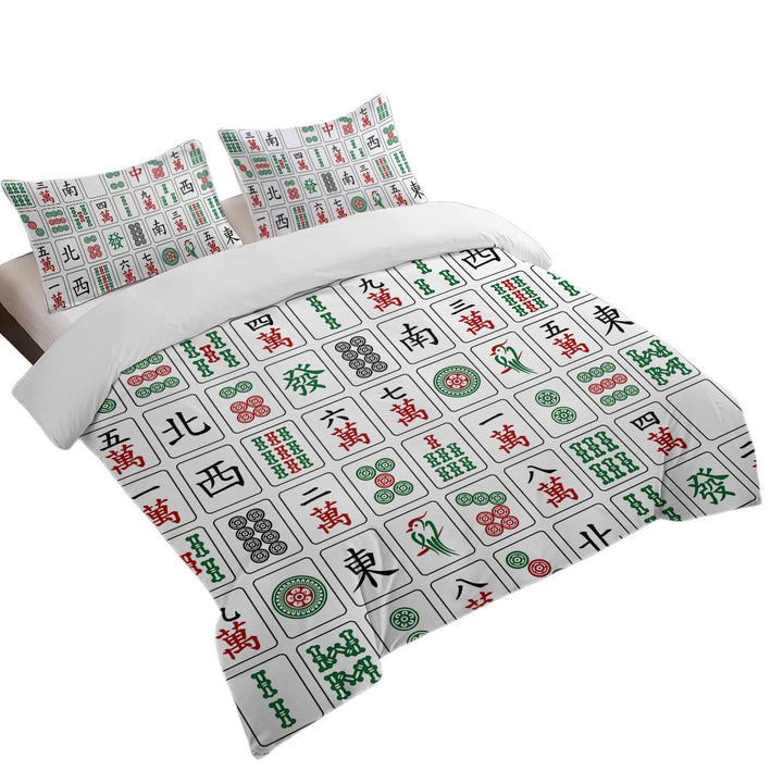 Cool Chinese Mahjong Tiles Queen Size Duvet Cover