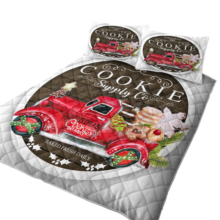 Cool Christmas California King Quilt Sets Truck Cookie Supply