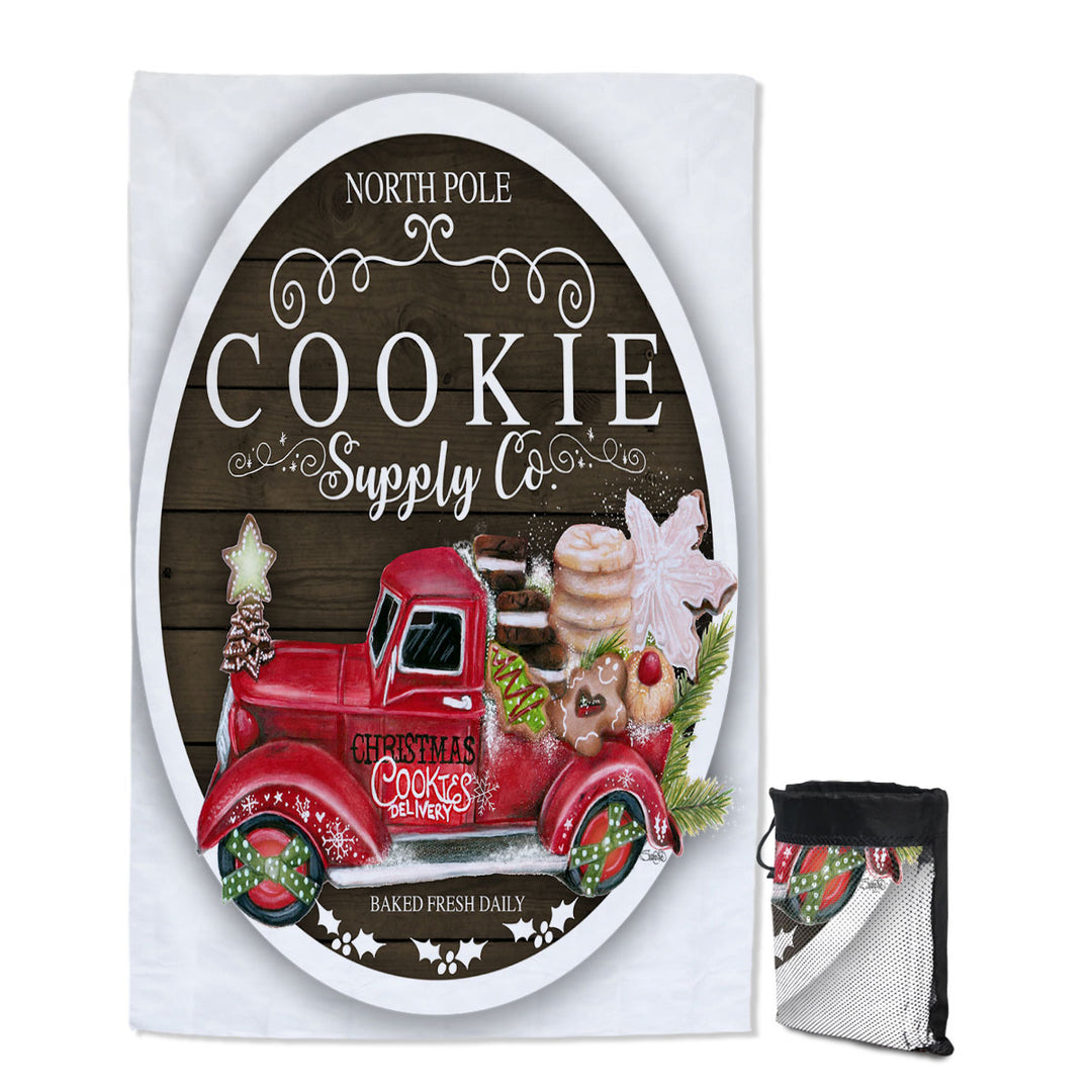 Cool Christmas Thin Beach Towels Truck Cookie Supply
