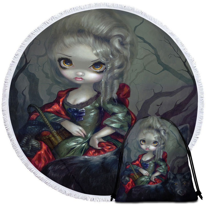 Cool Circle Towel Fairytale Art Little Red Riding Hood and Wolf