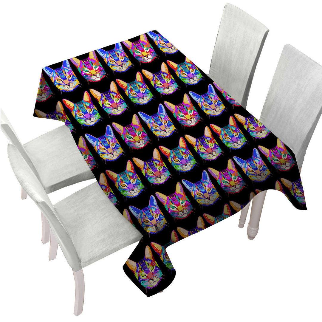 Cool Colorful Cat Face Pattern Custom table Covers