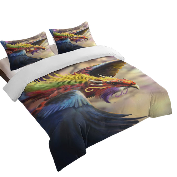 Cool Colorful Fantasy Eagle Dragon King Size Duvet Cover