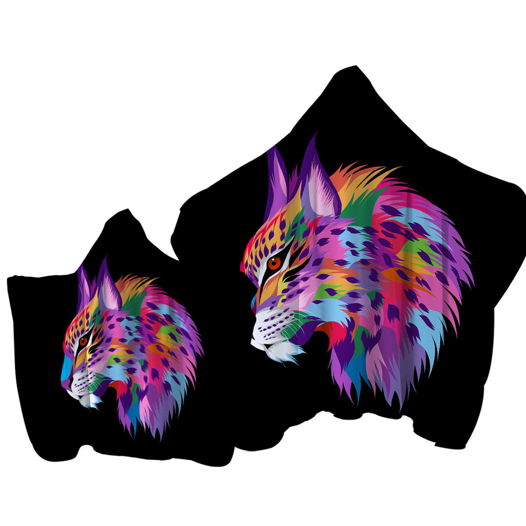 Cool Colorful Wild Bobcat Towel Hoodie