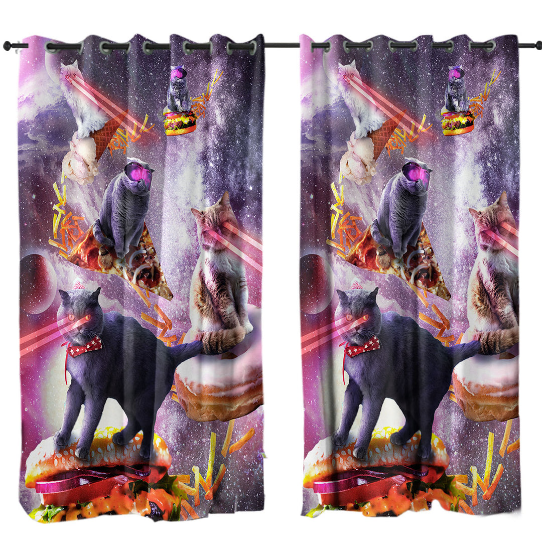 Cool Crazy Space Laser Cats Drapery