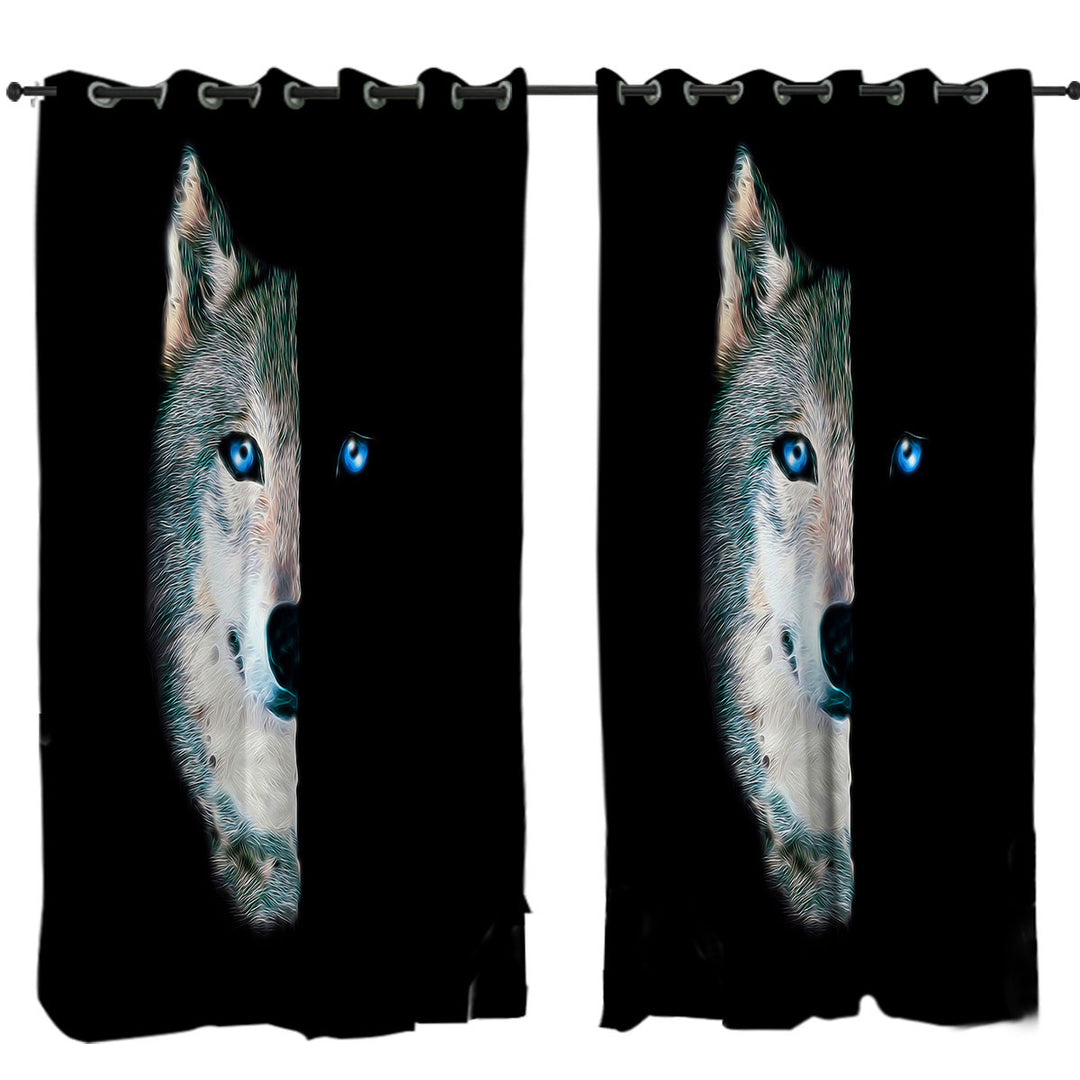 Cool Day Vs Night Wolf Curtains for Bedroom