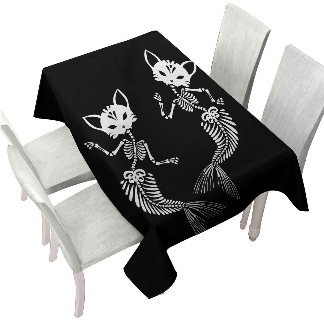 Cool Day of the Dead Mermaid Cat Skeletons Custom table Covers