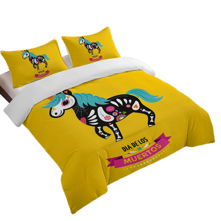 Cool Day of the Dead Unicorn Duvet Cover set