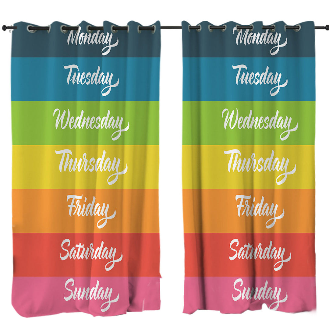 Cool Days of the Week Rainbow Flag Curtains for Bedroom