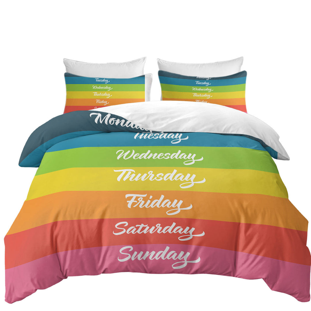 Cool Days of the Week Rainbow Flag Quilt Cover
