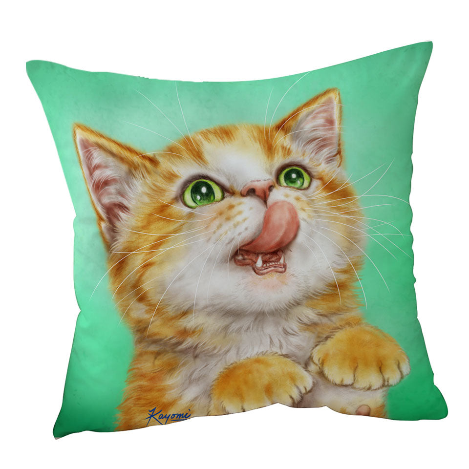 Cool Decorative Cushions The Hungry Ginger Kitten Cute Cats Art