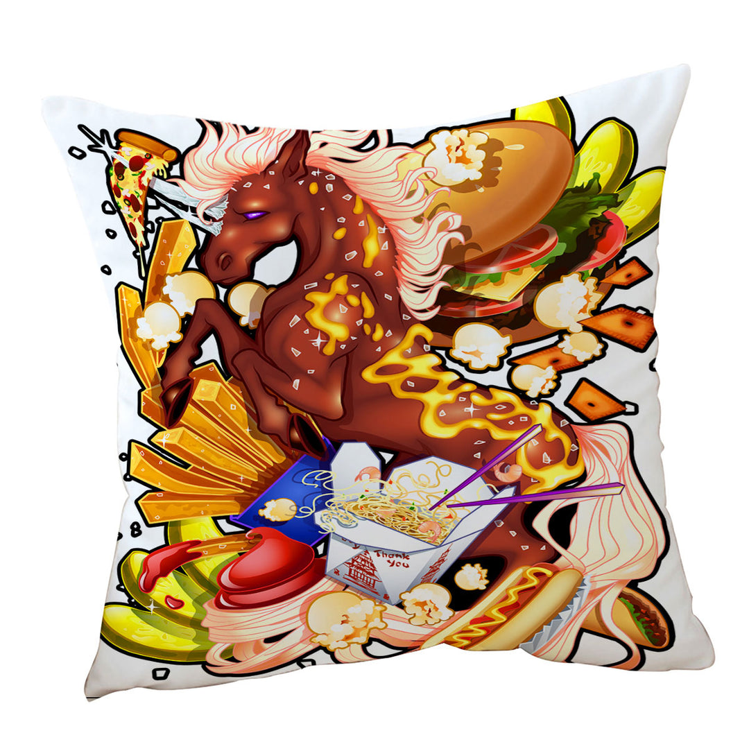 Cool Decorative Pillows Junk Food Fast Food Funny Unicorn