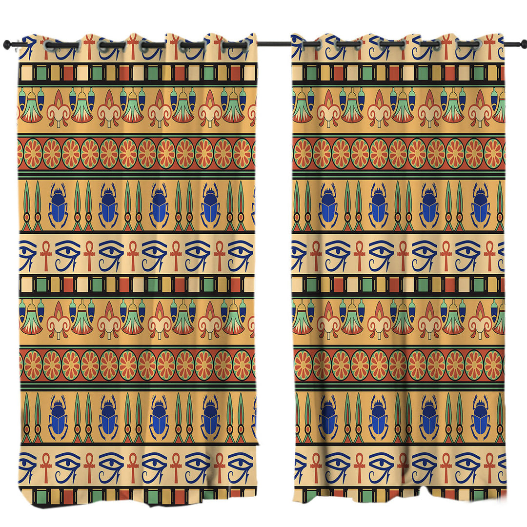 Cool Egyptian Symbols Pattern Curtains