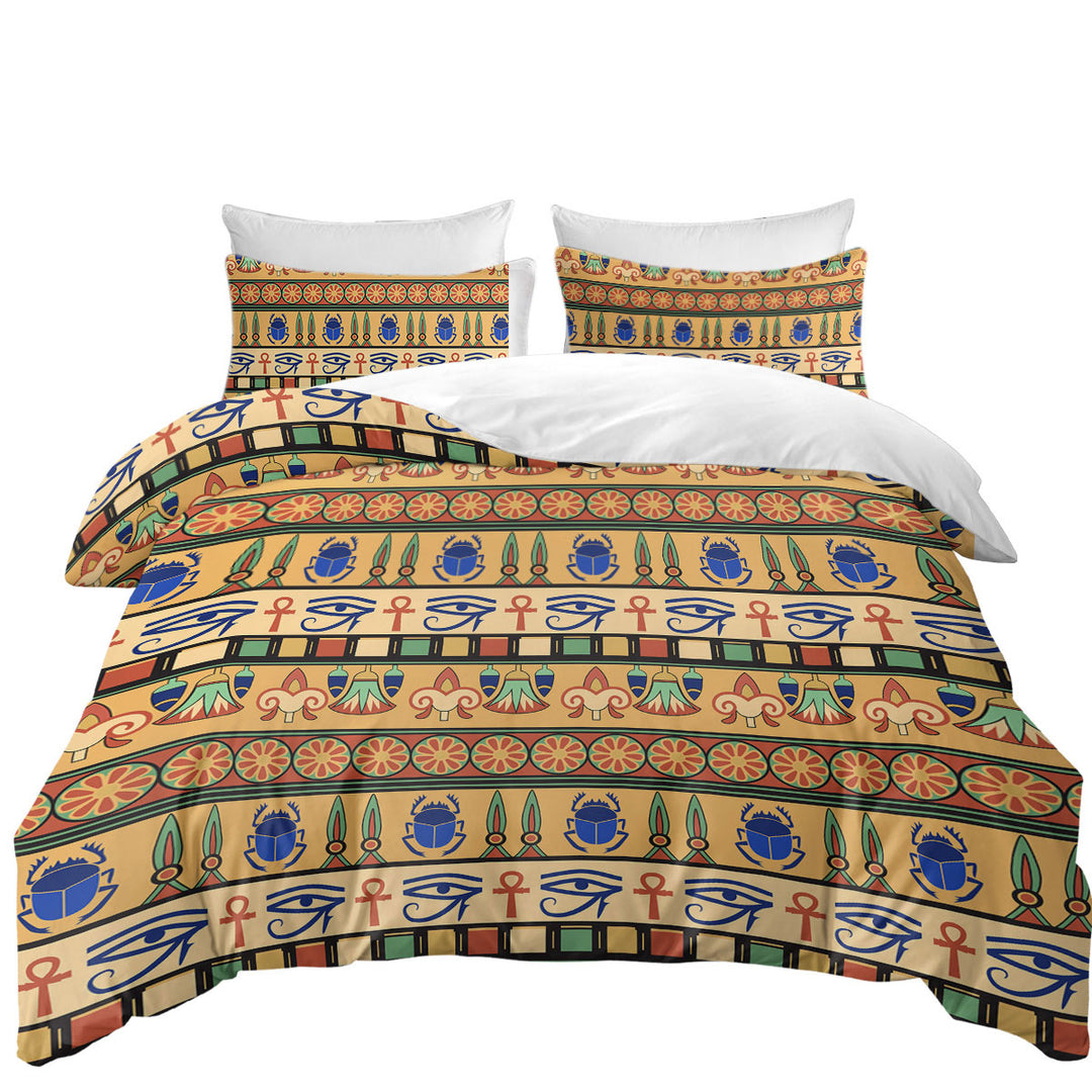 Cool Egyptian Symbols Pattern Duvet Cover