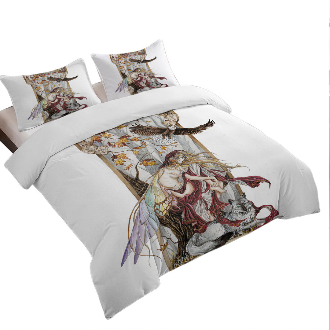 Cool Fantasy Art Introspection of the Autumn Fairy Duvet Covers King