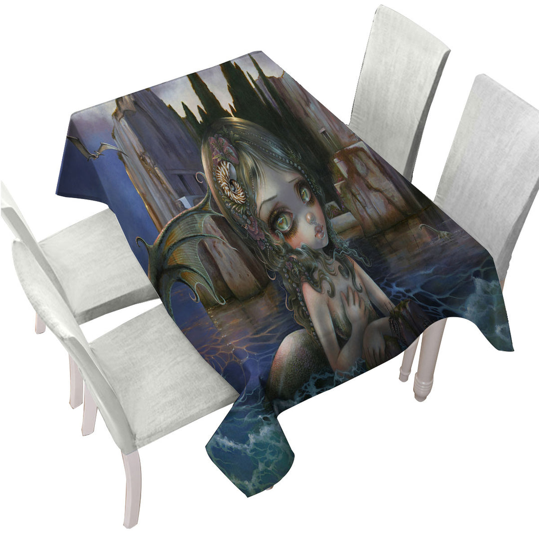 Cool Fantasy Art Isle of the Dead Mermaid Tablecloths