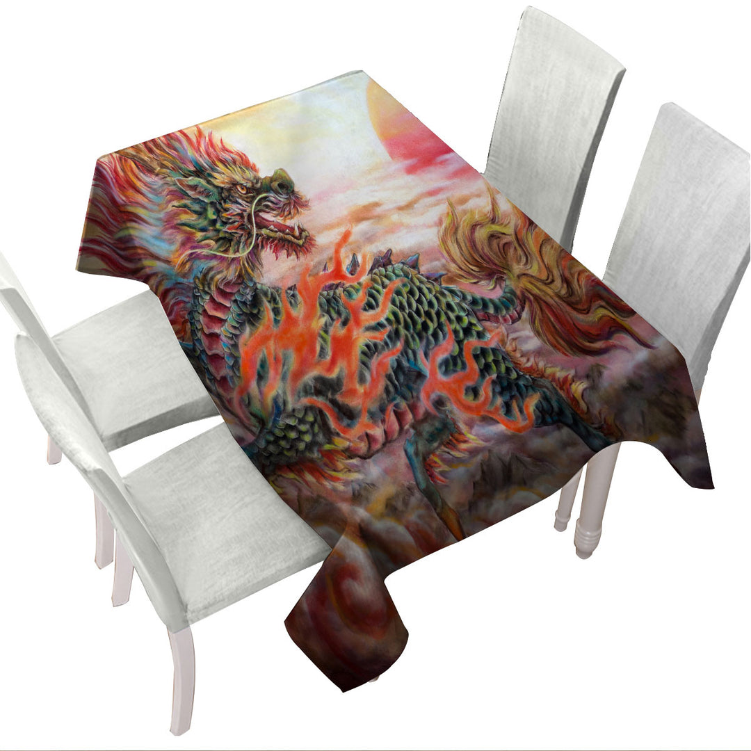 Cool Fantasy Art Sun Fire Kirin Custom tablecloths
