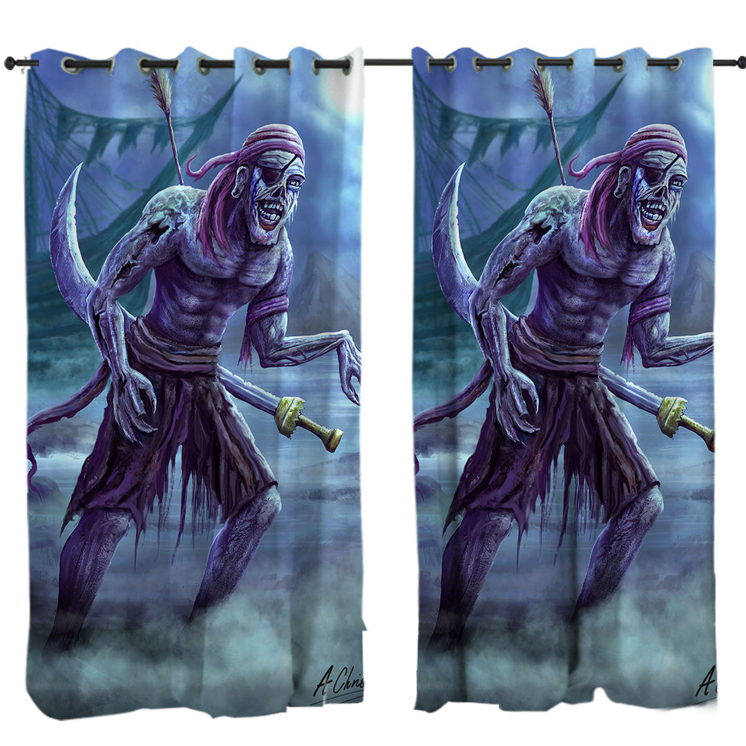 Cool Fantasy Art Zombie Pirate Curtain