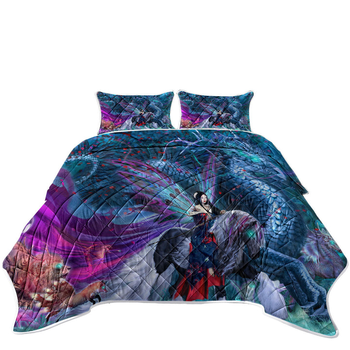 Cool Fantasy Digital Art Ride of the Yokai Quilt
