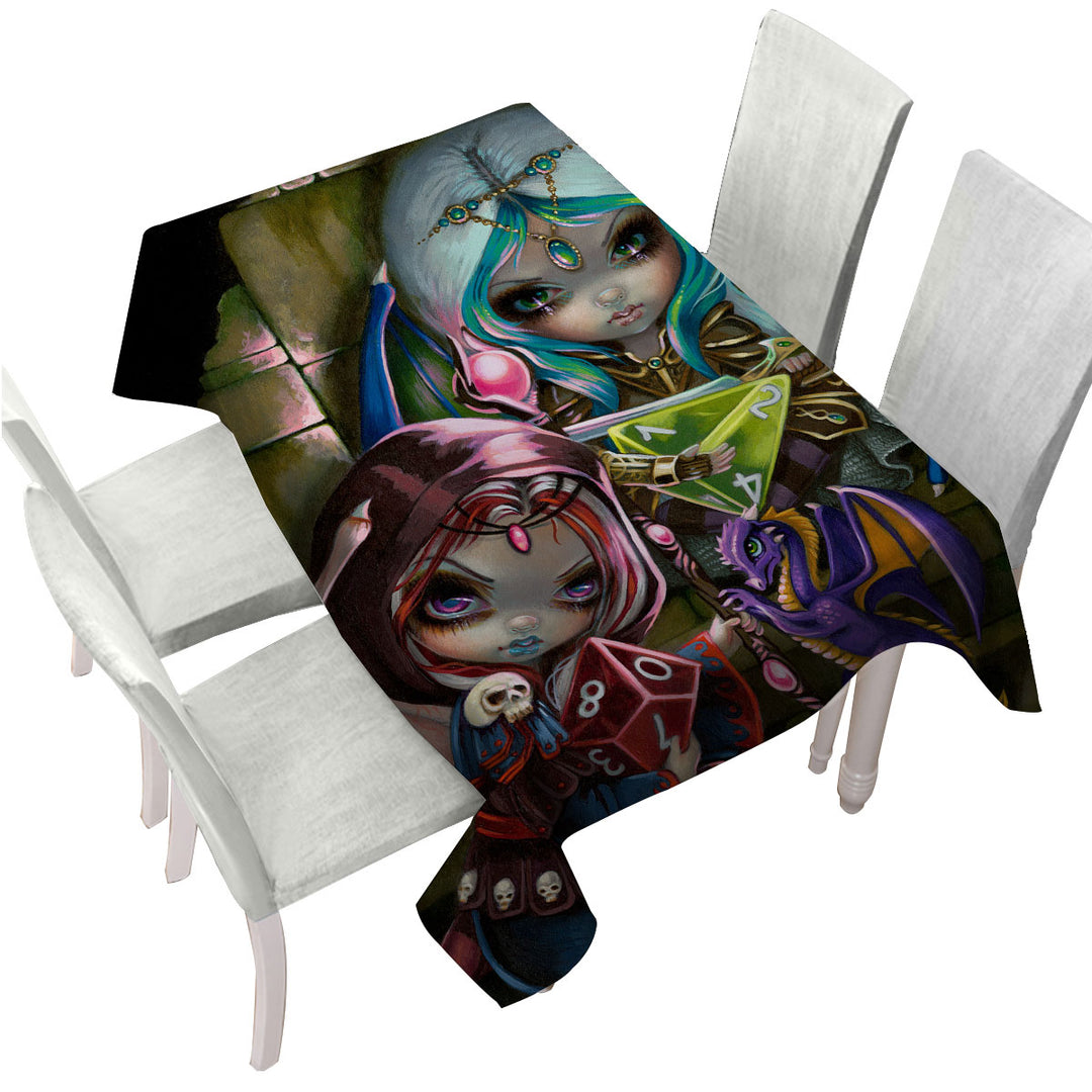 Cool Fantasy Dragons and Fairies Dice Dragonlings Tablecloths