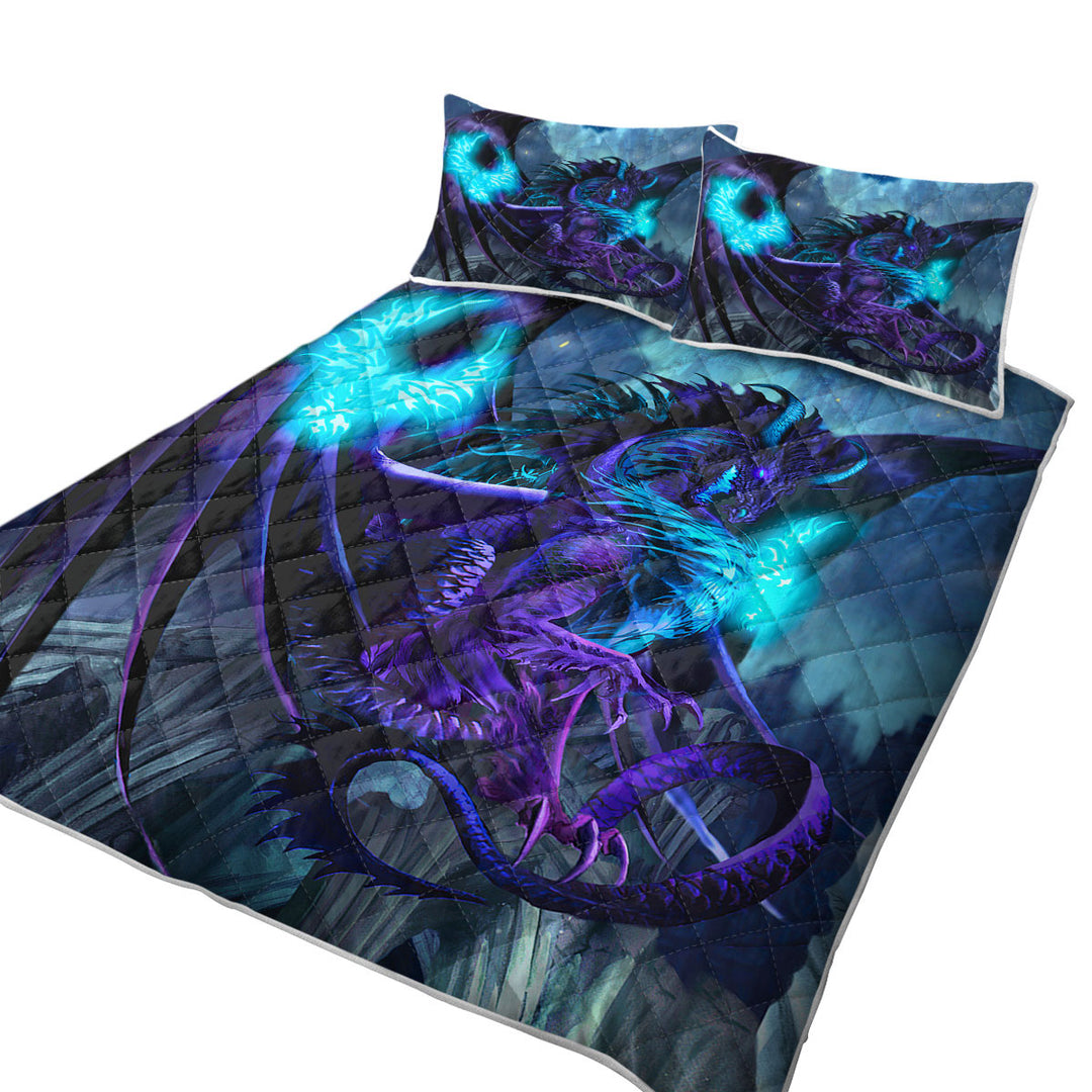Cool Fantasy Purple Dragon of Fate King Size Quilt