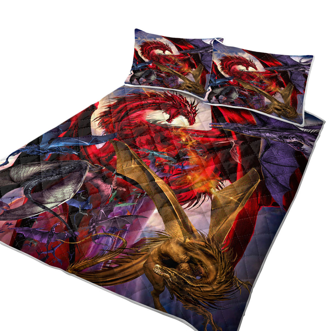 Cool Fantasy Scene Dragon Battle Coverlets
