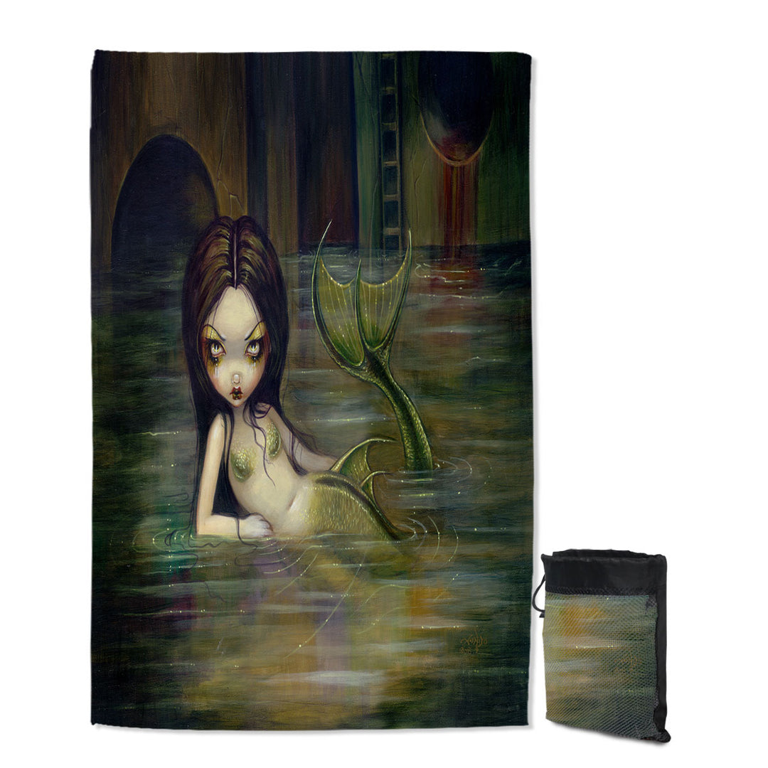 Cool Fantasy Sewer Mermaid Gritty Urban Mermaid Beach Towels