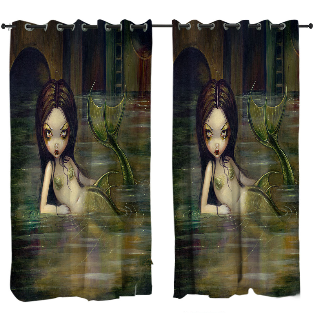 Cool Fantasy Sewer Mermaid Gritty Urban Mermaid Eyelet Curtains