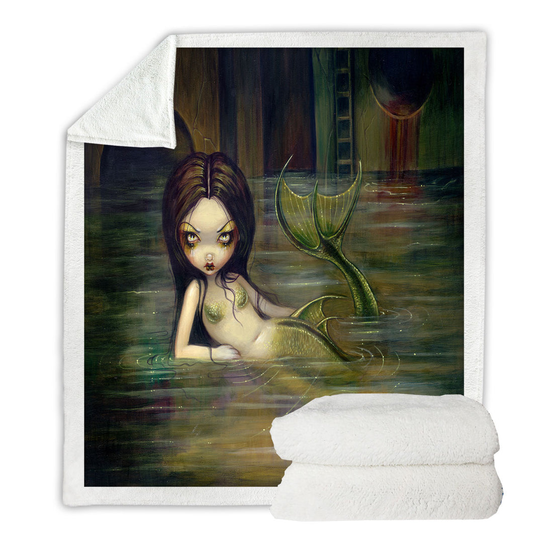 Cool Fantasy Sewer Mermaid Gritty Urban Mermaid Fleece Blankets