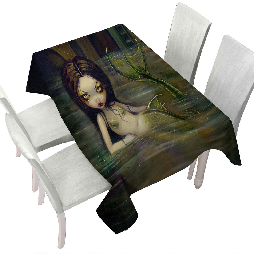 Cool Fantasy Sewer Mermaid Gritty Urban Mermaid Tablecloth