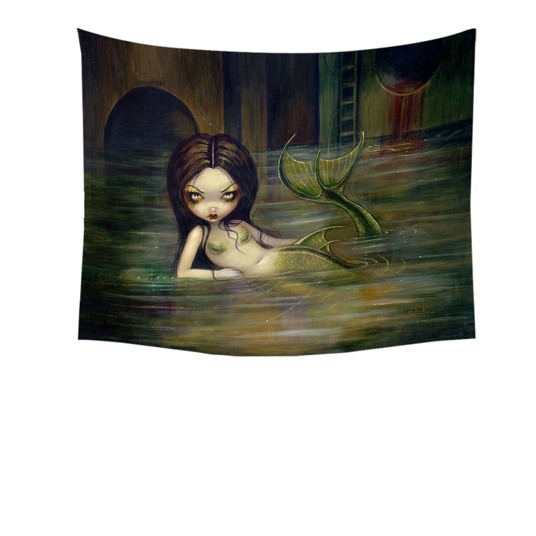Cool Fantasy Sewer Mermaid Gritty Urban Mermaid Tapestry