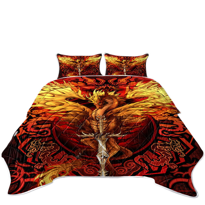 Cool Fantasy Sword Weapon Dragon Flame Blade Quilts