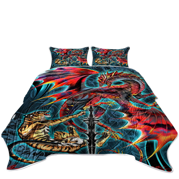 Cool Fantasy Sword Weapon Dragon Tiger Blade King Quilt