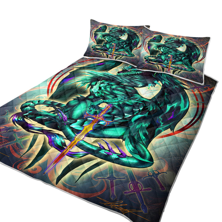 Cool Fantasy Weapon Green Dragon Terra Blade King Size Bedspreads