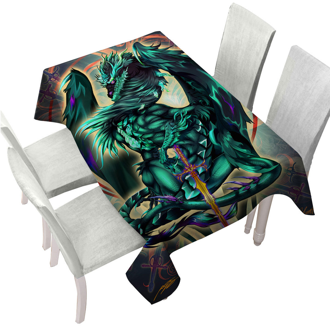 Cool Fantasy Weapon Green Dragon Terra Blade Tablecloth