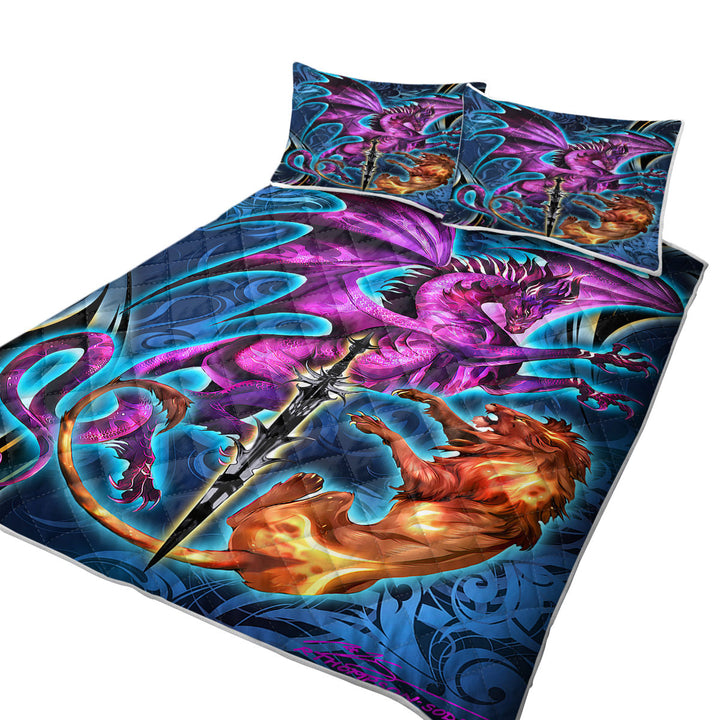 Cool Fantasy Weapon Lion Dragon Blade Twin Quilt