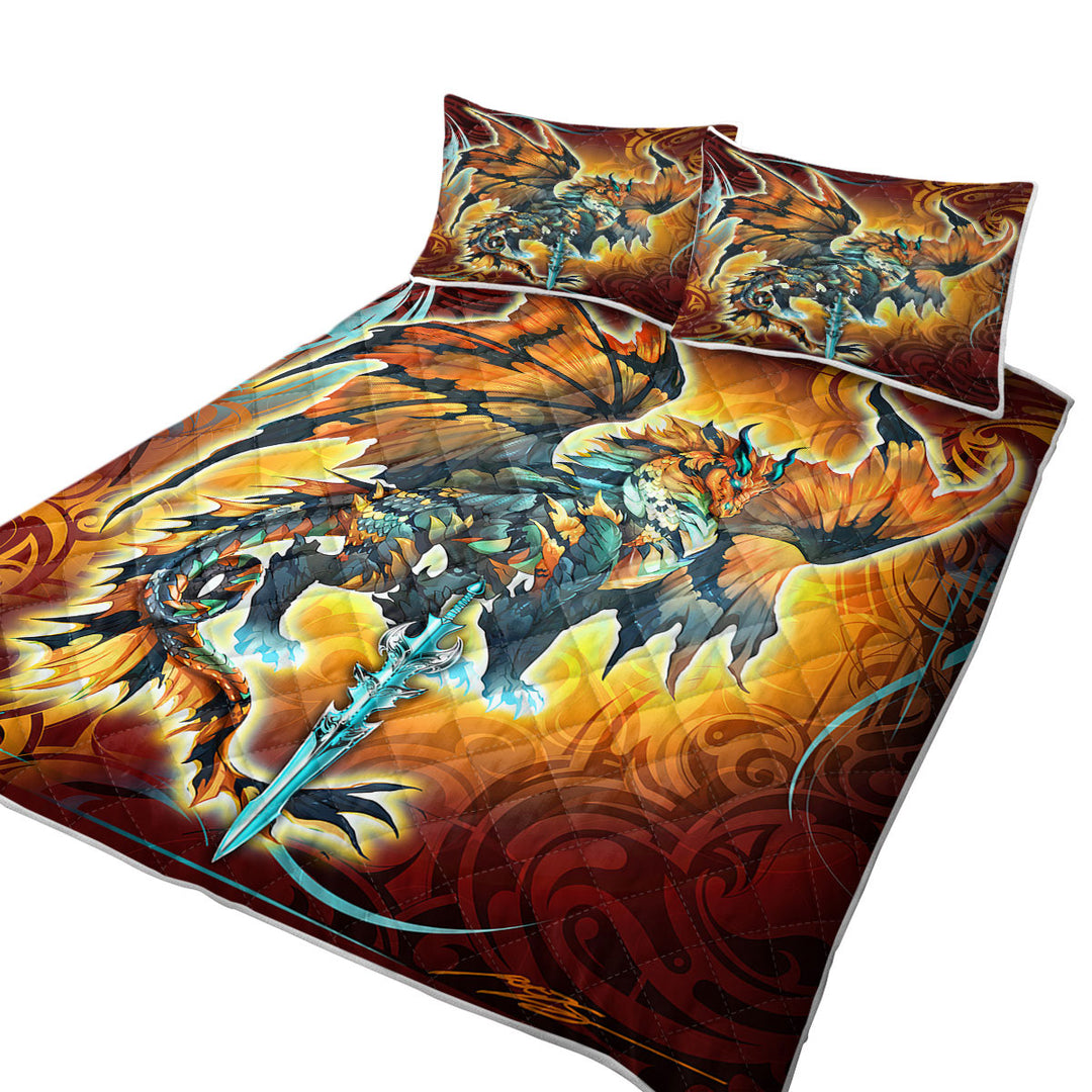 Cool Fantasy Weapon Orange Dragon Thunder Blade King Quilt
