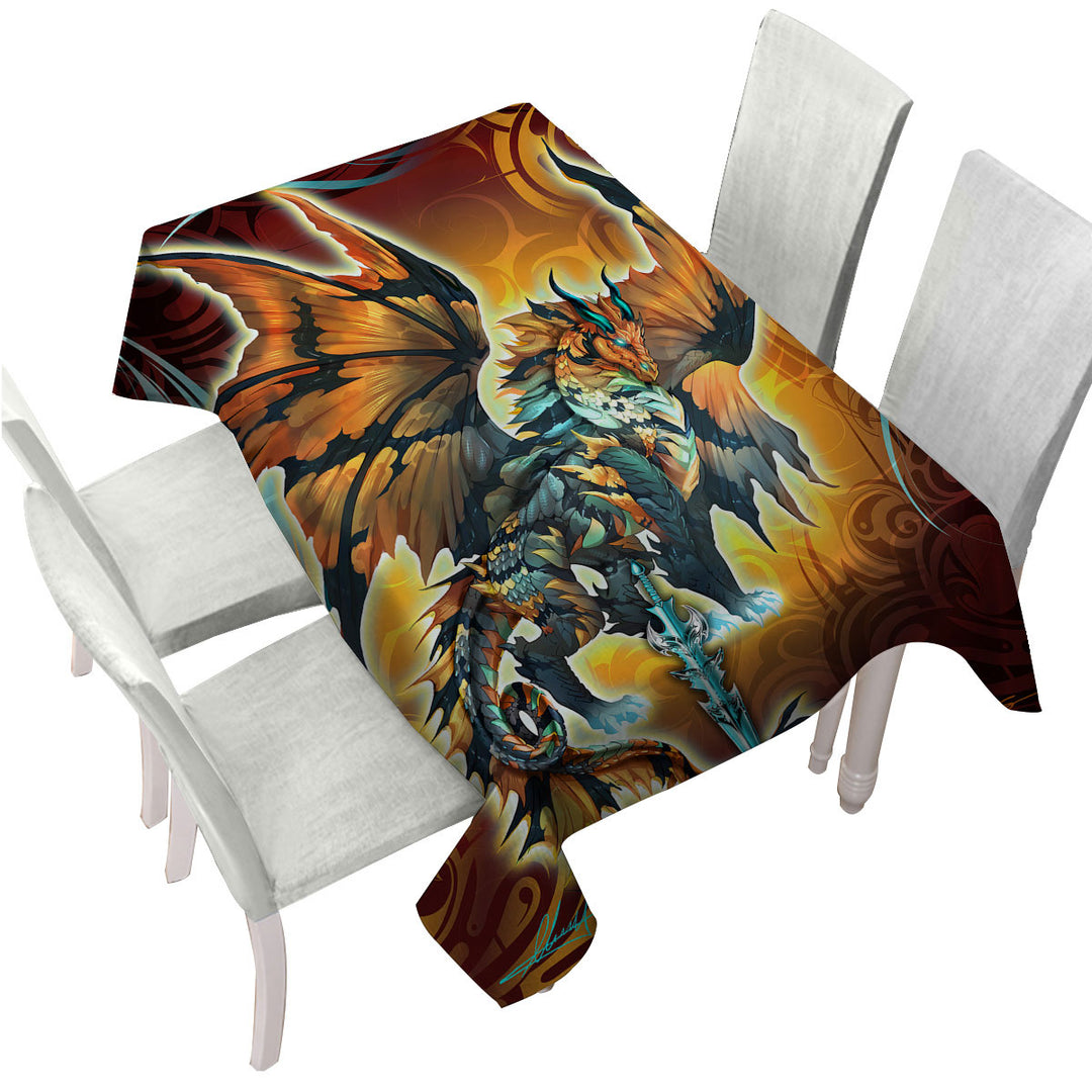 Cool Fantasy Weapon Orange Dragon Thunder Blade Tablecloths