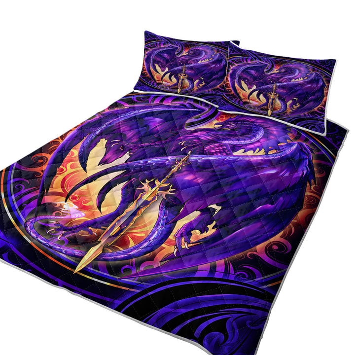 Cool Fantasy Weapon Purple Dragon Nether Blade Quilt