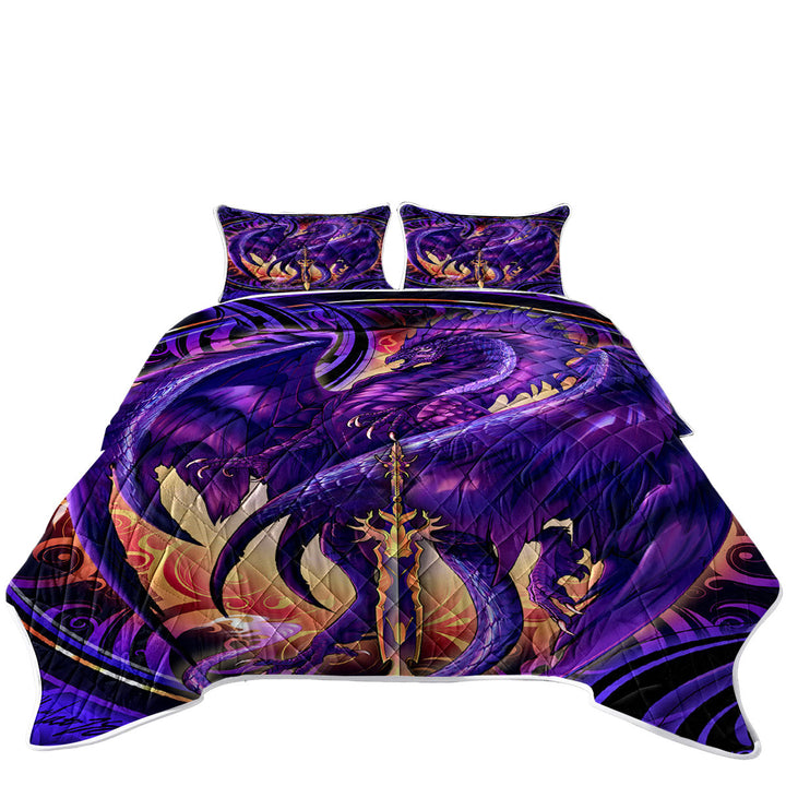 Cool Fantasy Weapon Purple Dragon Nether Blade Twin Quilt