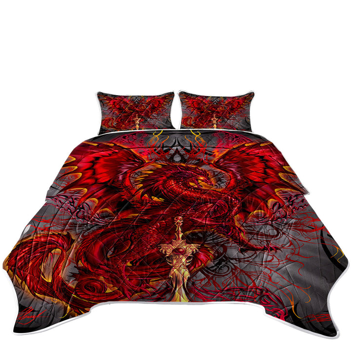 Cool Fantasy Weapon Red Dragon Blood Blade Quilts for Beds