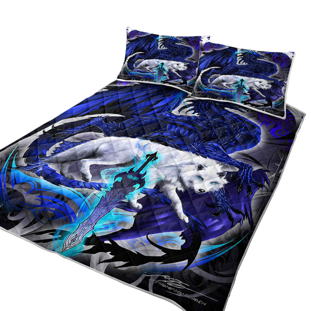 Cool Fantasy Weapon Wolf Dragon Alpha Blade Quilts for Beds