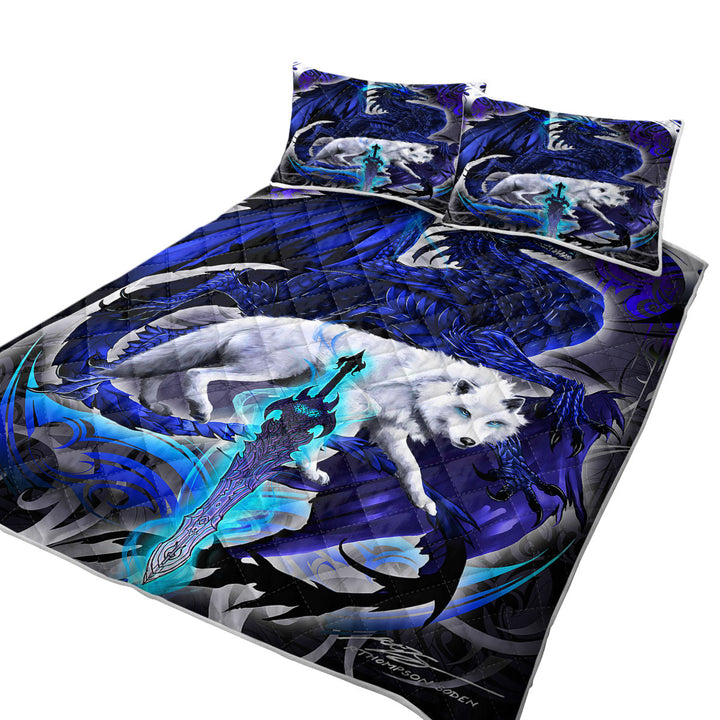 Cool Fantasy Weapon Wolf Dragon Alpha Blade Quilts for Beds