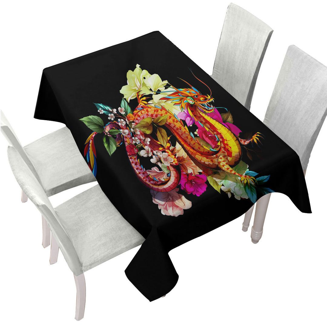 Cool Floral Red Dragon Custom table Covers