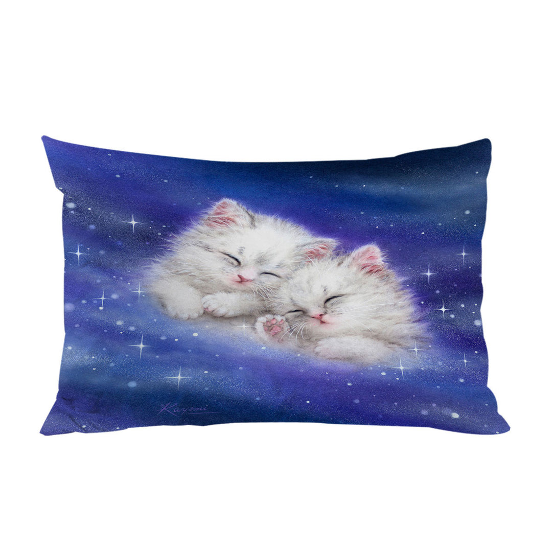 Cool Galaxy Dream Cute White Kittens in Space King Pillow Cases